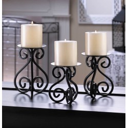 SCROLLWORK CANDLE STAND TRIO