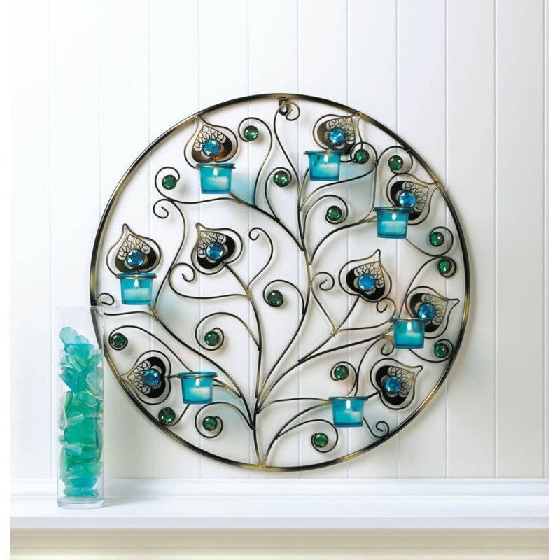 PEACOCK PLUMES CIRCULAR WALL SCONCE