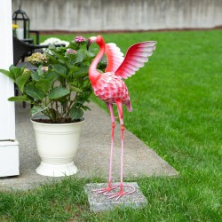 FLYING FLAMINGO METAL DECOR