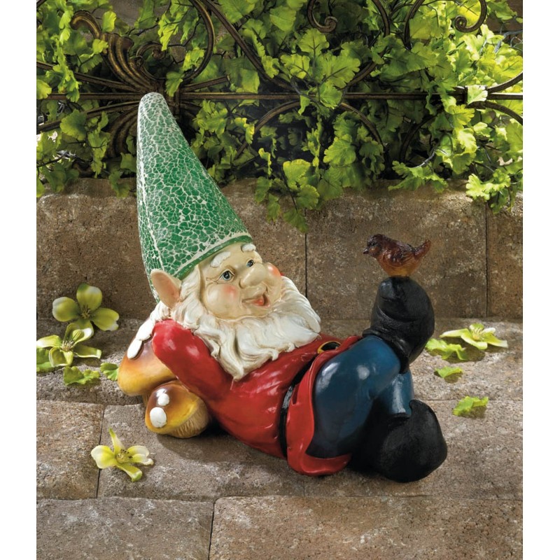 LAZY GNOME SOLAR STATUE