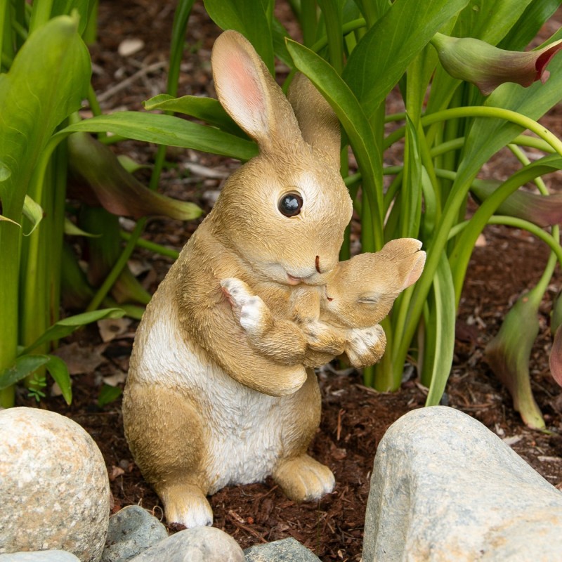 MOM AND BABY RABBIT FIGURINE