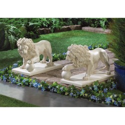 REGAL LION STATUE DUO