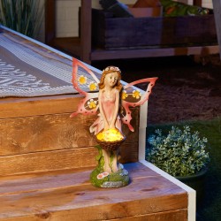 SOLAR PINK FAIRY GARDEN FIGURINE