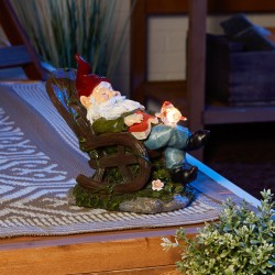 SOLAR RED BIRD ROCKING CHAIR GNOME