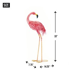 BRIGHT STANDING FLAMINGO LOOKING BACK