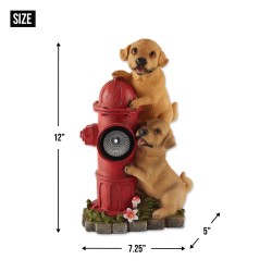 DOGS AND FIRE HYDRANT SOLAR STATUE