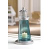 BLUE GLASS WATCH TOWER CANDLE LAMP