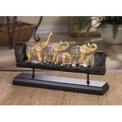 ELEPHANT FAMILY CARVED DECOR