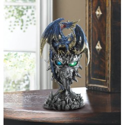 LIGHT UP BLUE DRAGON WARRIOR STATUE